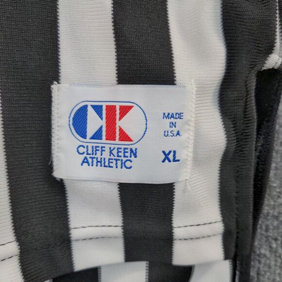 Vintage Cliff Keen Athletic IHSAA Patch Referee Shirt Men XL White Black Striped - Picture 6 of 13